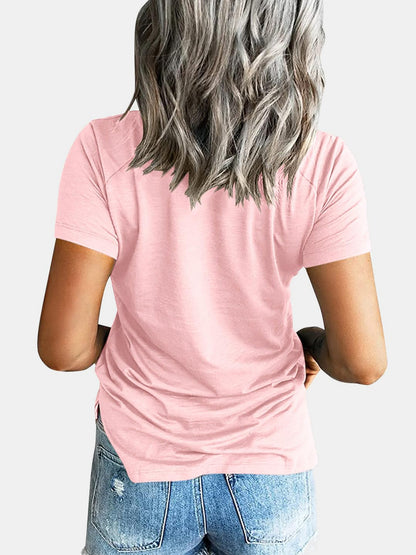 Pocketed V-Neck Short Sleeve T-Shirt - Be Juliet