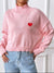 Heart Turtleneck Long Sleeve Sweater - Blush Pink, front view on model - Be Juliet