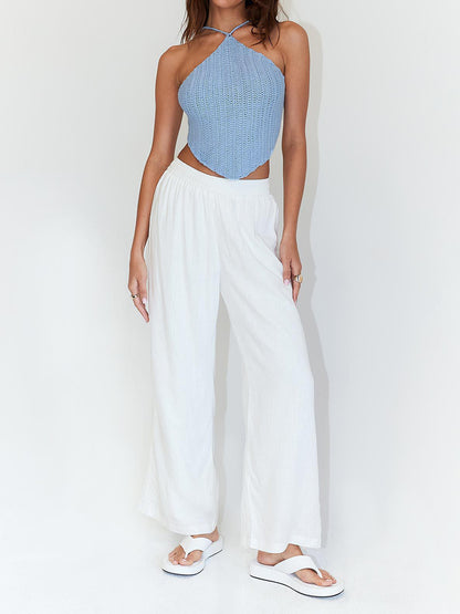 Mandi Tie Back Sleeveless Tank Top - back tie knot detail on model - Be Juliet