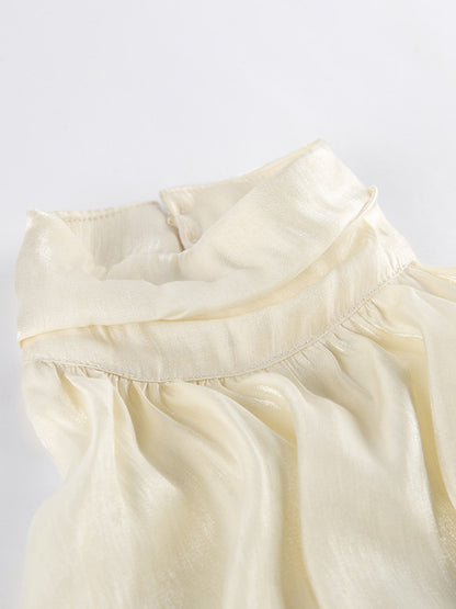 Elise Halter Ruched Cami - Cream, flat lay front view - Be Juliet