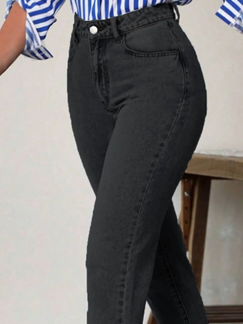 Sabine High-Waist Straight Leg Jeans – Classic Blue - Be Juliet