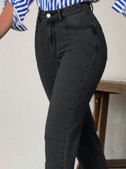 Sabine High-Waist Straight Leg Jeans – Classic Blue - Be Juliet