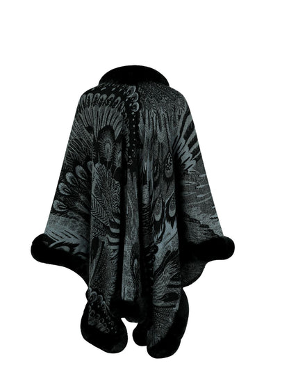 Sierra Printed Open Front Poncho - Camel, back view on model - Be Juliet