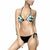 Blue Fire Graphic Print Women's Bikini Swimsuit - Black, front view close-up on model - Be Juliet