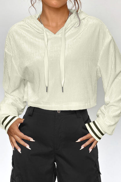 Drawstring Drop Shoulder Long Sleeve Hoodie - Be Juliet