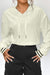 Drawstring Drop Shoulder Long Sleeve Hoodie - White, front view on model - Be Juliet