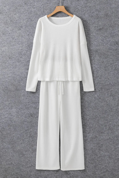 Long Sleeve Top and Drawstring Pants Lounge Set - Be Juliet