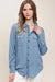 Love Tree Scooped Hem Button Up Denim Shirt - Be Juliet