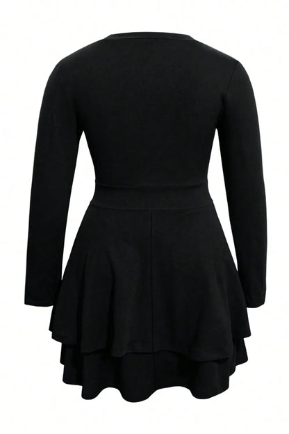 Celina Layered V-Neck Mini Dress – Plus Size - Be Juliet