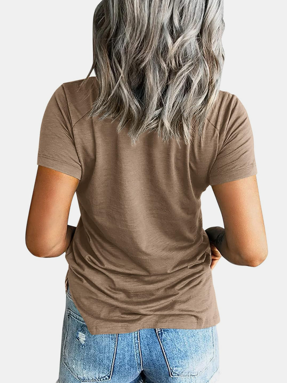 Pocketed V-Neck Short Sleeve T-Shirt - Be Juliet