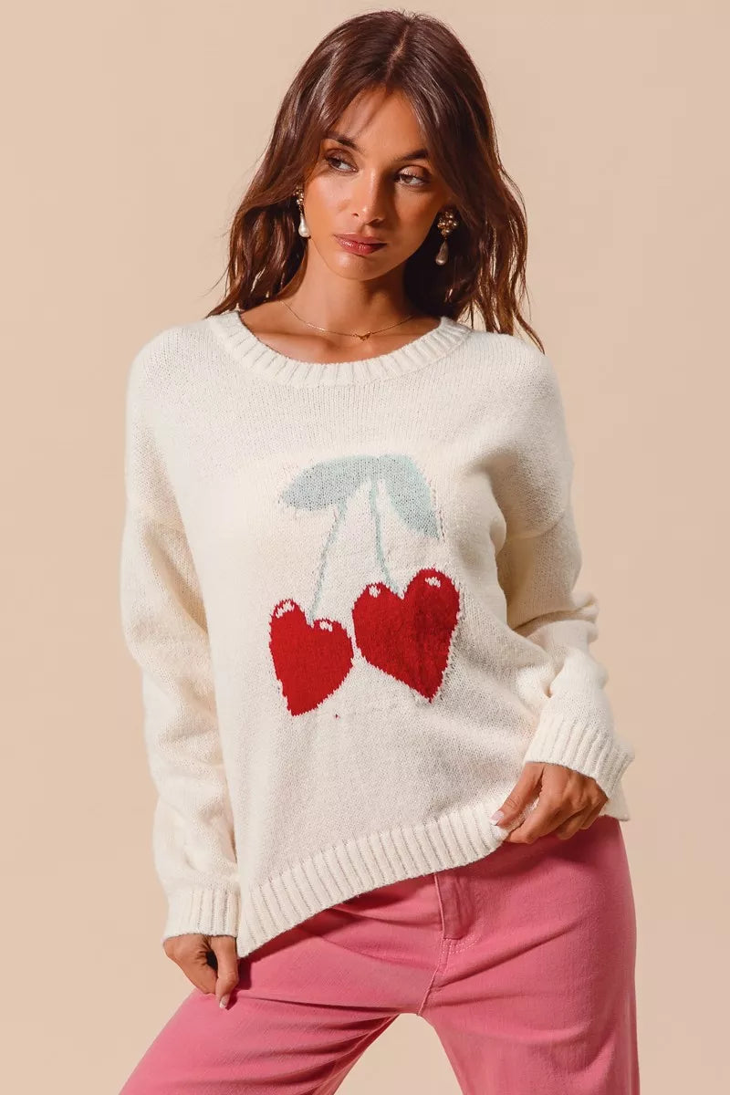 Colette Heart Cherry Knit Sweater – Valentine's Edition - Be Juliet