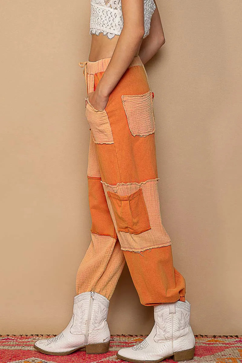 POL Drawstring Pocketed Contrast Jogger Pants - Be Juliet