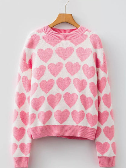 Valentine Heart Round Neck Sweater - Be Juliet