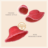 Clara Wide Brim Frayed Bucket Hat – Natural