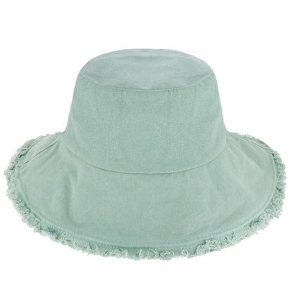 Clara Wide Brim Frayed Bucket Hat – Natural - Be Juliet