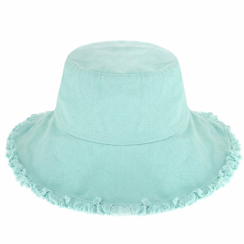 Clara Wide Brim Frayed Bucket Hat – Natural - Be Juliet