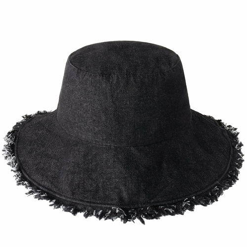 Clara Wide Brim Frayed Bucket Hat – Natural - Be Juliet