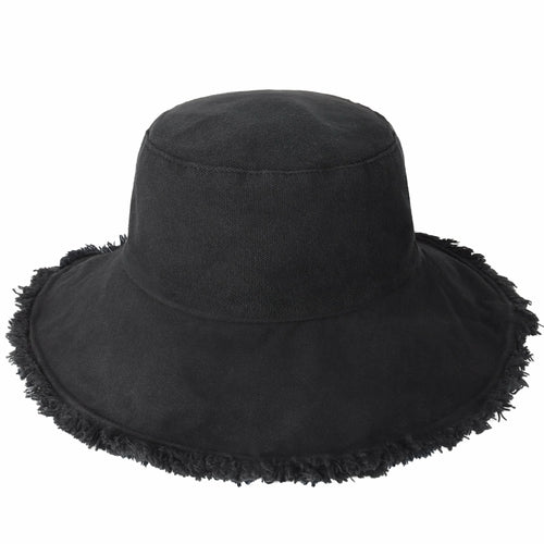 Clara Wide Brim Frayed Bucket Hat – Natural - Be Juliet