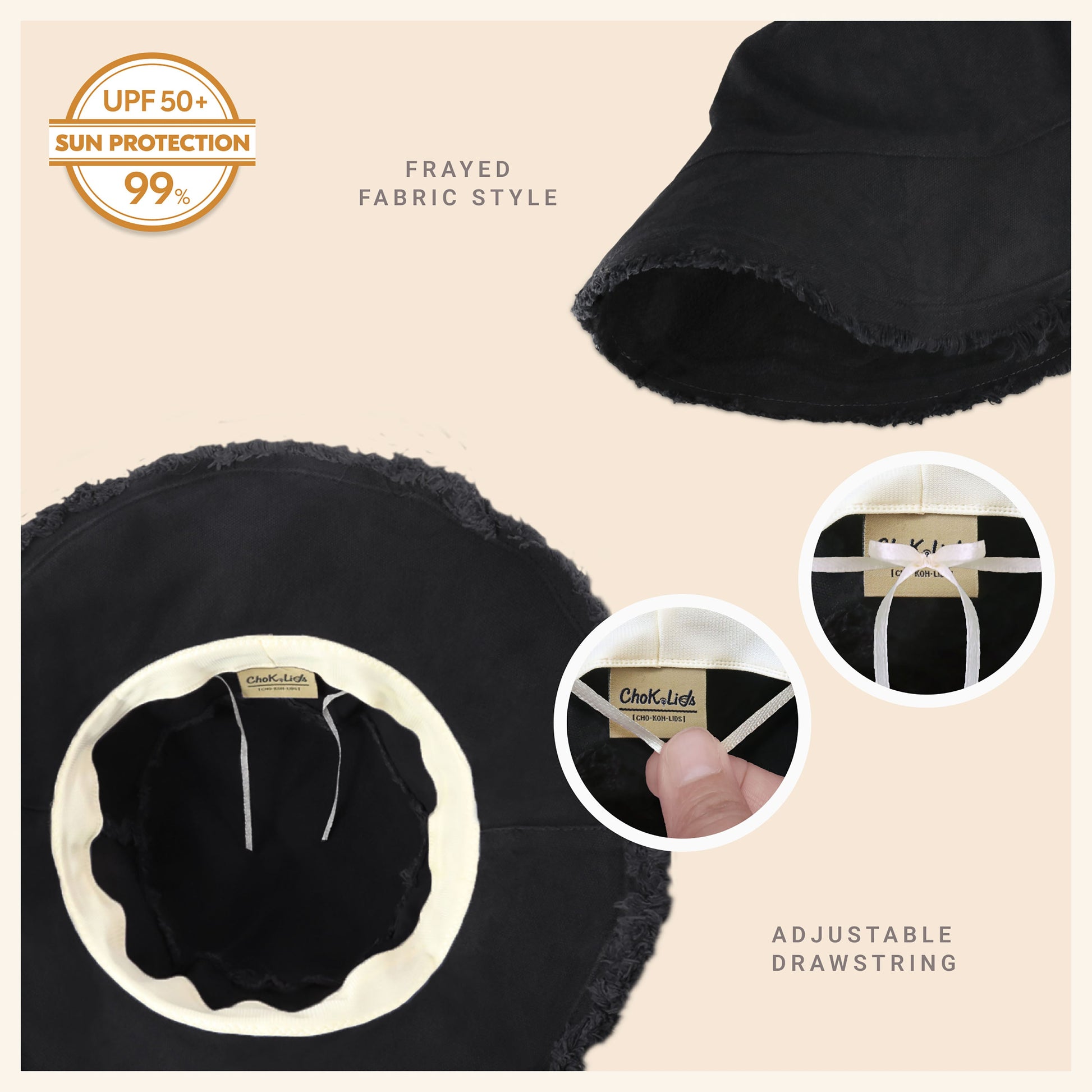 Clara Wide Brim Frayed Bucket Hat – Natural - Be Juliet