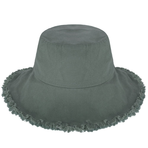Clara Wide Brim Frayed Bucket Hat – Natural - Be Juliet