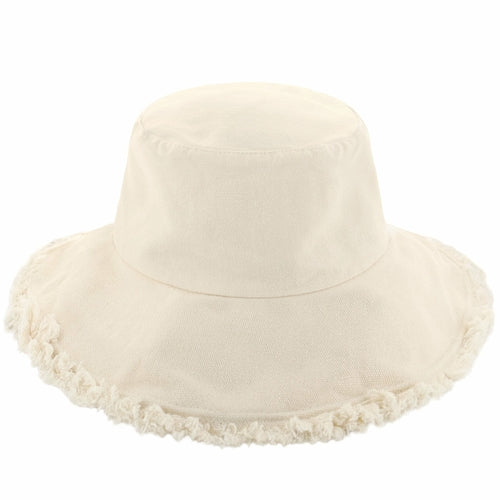 Clara Wide Brim Frayed Bucket Hat – Natural - Be Juliet