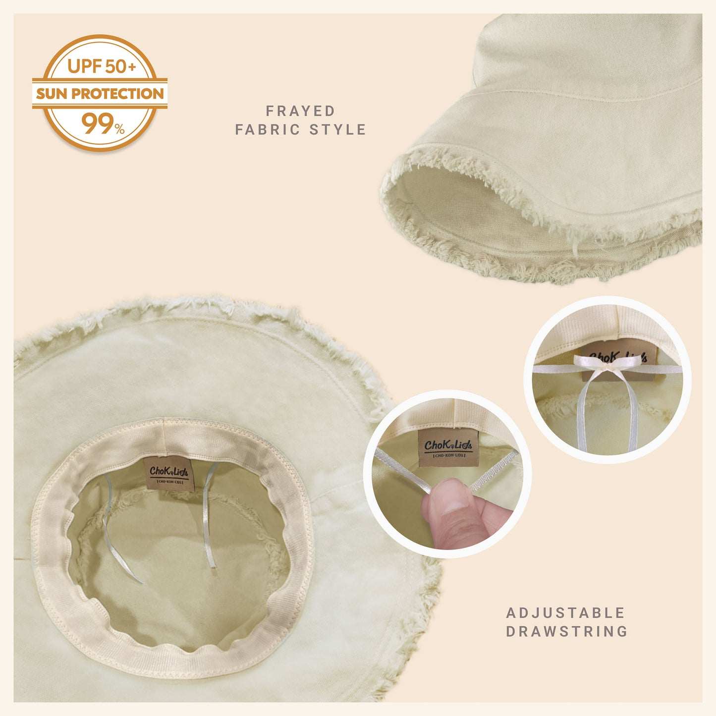 Clara Wide Brim Frayed Bucket Hat – Natural - Be Juliet