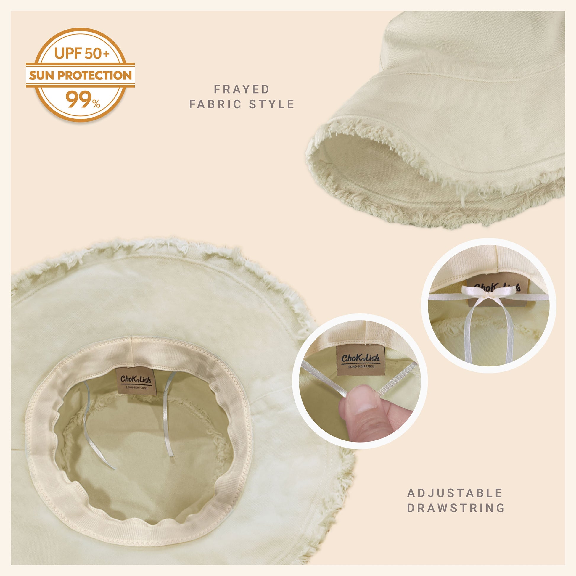 Clara Wide Brim Frayed Bucket Hat – Natural - Be Juliet