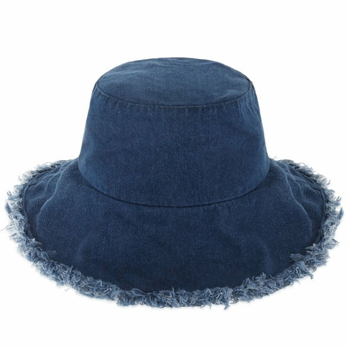 Clara Wide Brim Frayed Bucket Hat – Natural