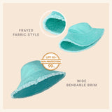 Clara Wide Brim Frayed Bucket Hat – Natural