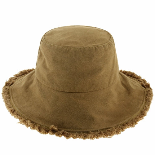 Clara Wide Brim Frayed Bucket Hat – Natural - Be Juliet