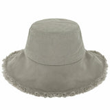 Clara Wide Brim Frayed Bucket Hat – Natural