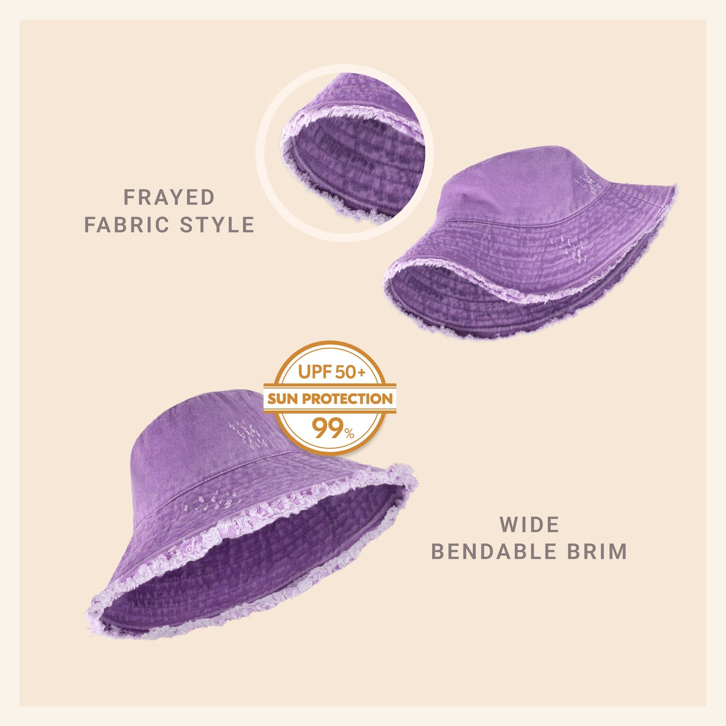 Clara Wide Brim Frayed Bucket Hat – Natural - Be Juliet