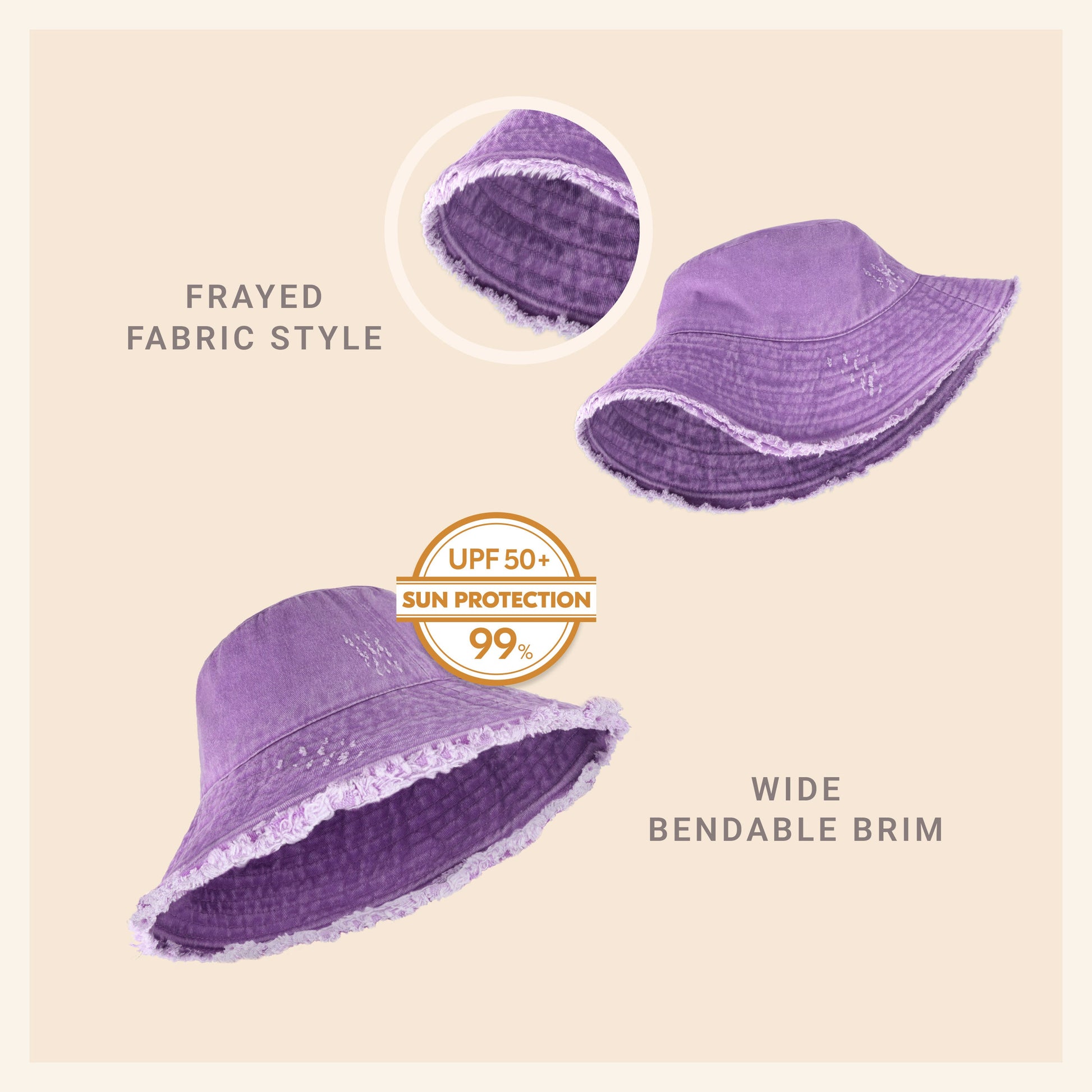 Clara Wide Brim Frayed Bucket Hat – Natural - Be Juliet