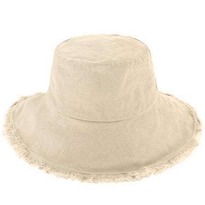 Clara Wide Brim Frayed Bucket Hat – Natural - Be Juliet