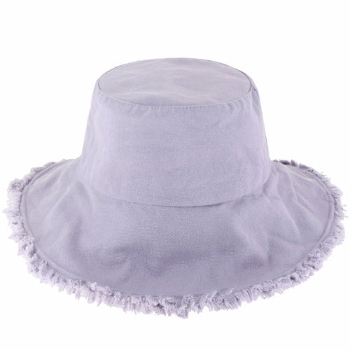 Clara Wide Brim Frayed Bucket Hat – Natural - Be Juliet