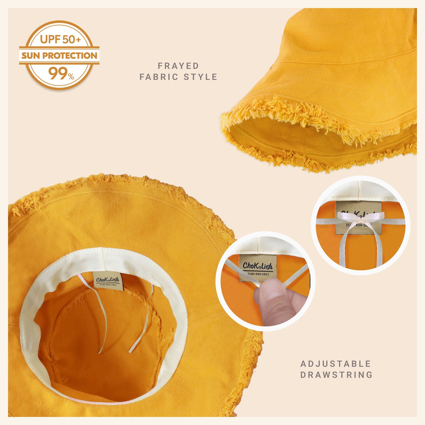 Clara Wide Brim Frayed Bucket Hat – Natural - Be Juliet