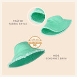 Clara Wide Brim Frayed Bucket Hat – Natural