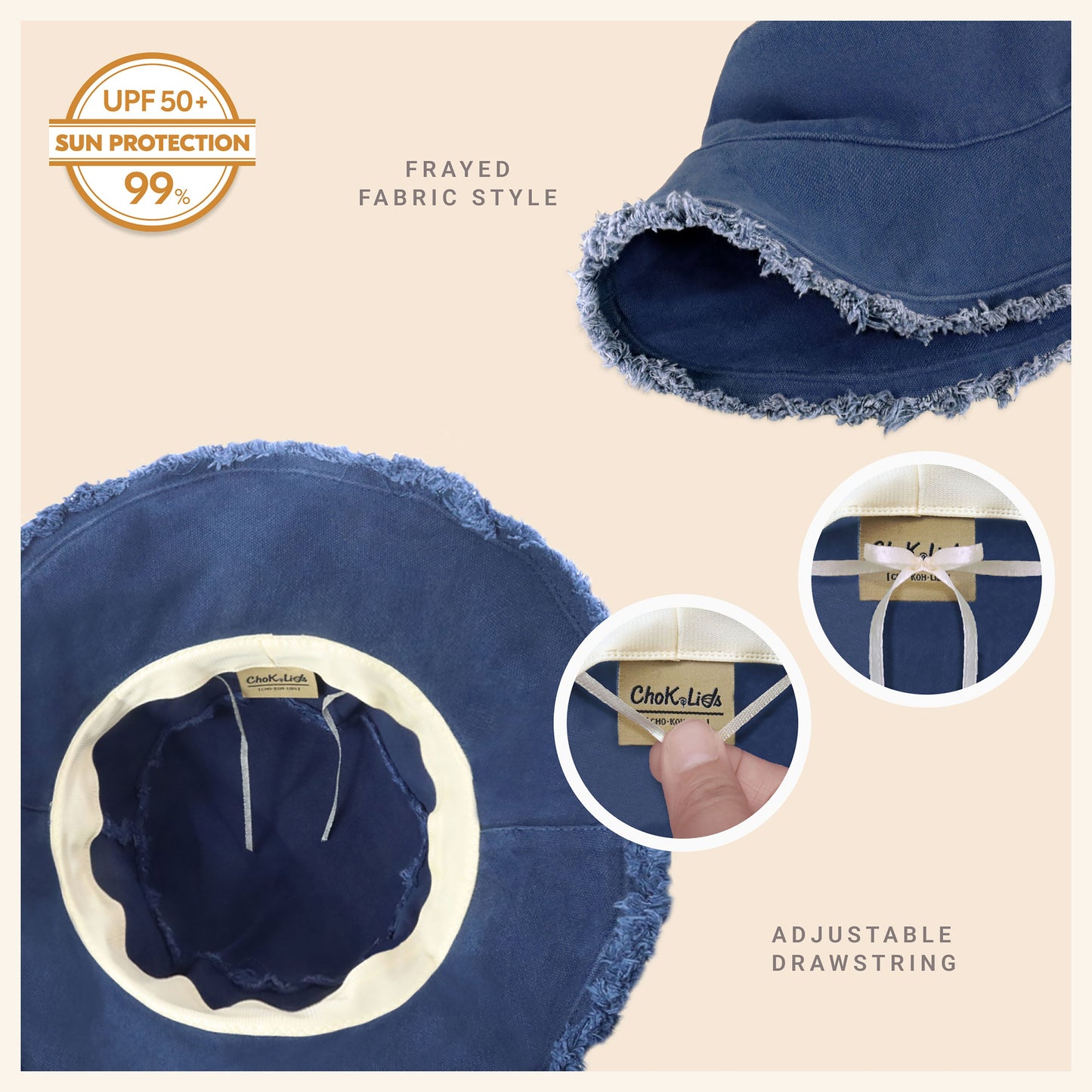 Clara Wide Brim Frayed Bucket Hat – Natural - Be Juliet