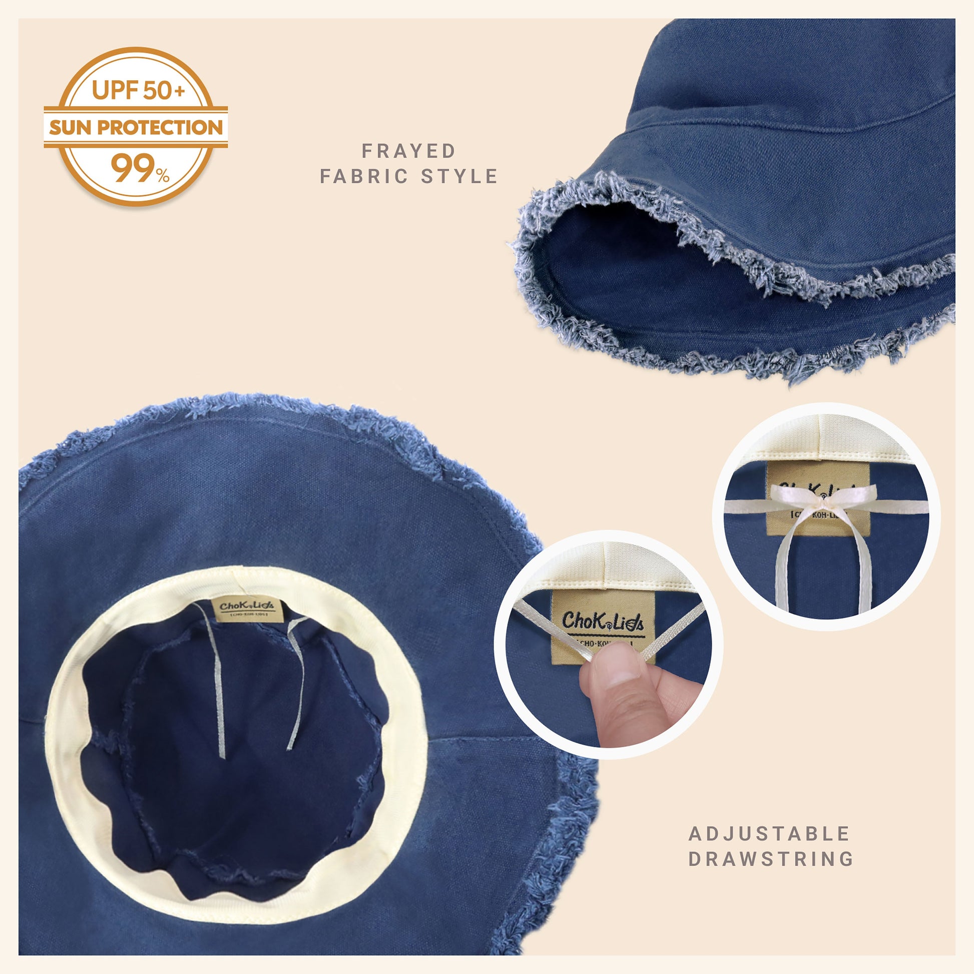 Clara Wide Brim Frayed Bucket Hat – Natural - Be Juliet