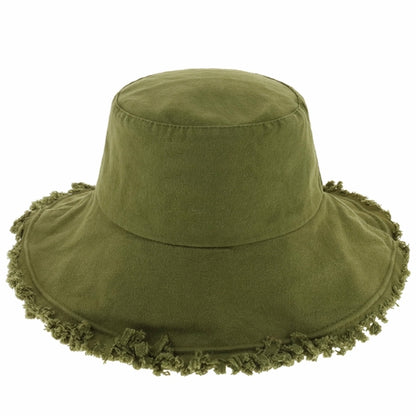 Clara Wide Brim Frayed Bucket Hat – Natural - Be Juliet