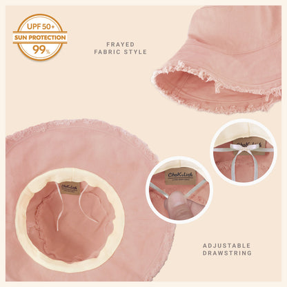 Clara Wide Brim Frayed Bucket Hat – Natural - Be Juliet
