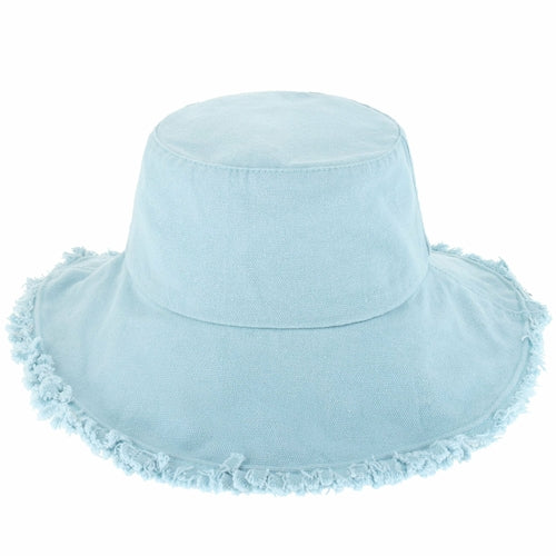 Clara Wide Brim Frayed Bucket Hat – Natural - Be Juliet