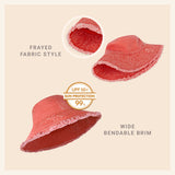 Clara Wide Brim Frayed Bucket Hat – Natural