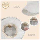 Clara Wide Brim Frayed Bucket Hat – Natural