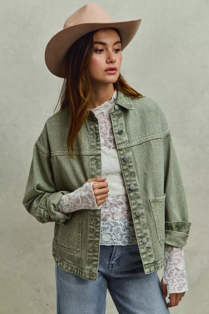 Renée Vintage-Washed Twill Shacket - Be Juliet