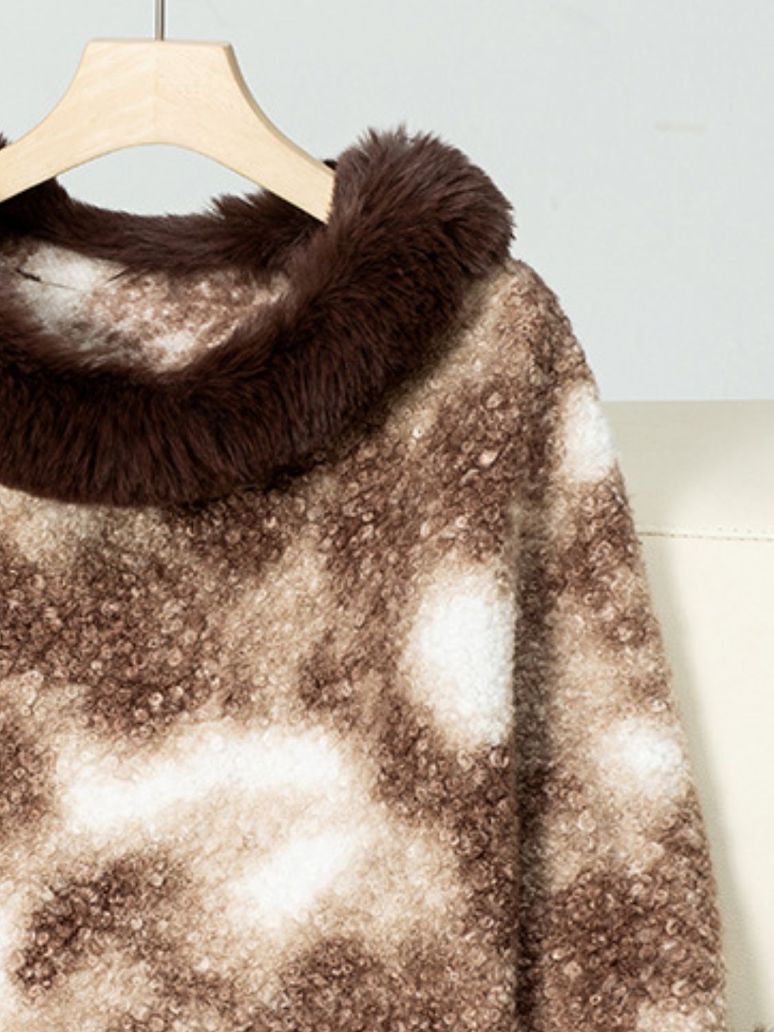 Furry Contrast Three-Quarter Poncho - Be Juliet