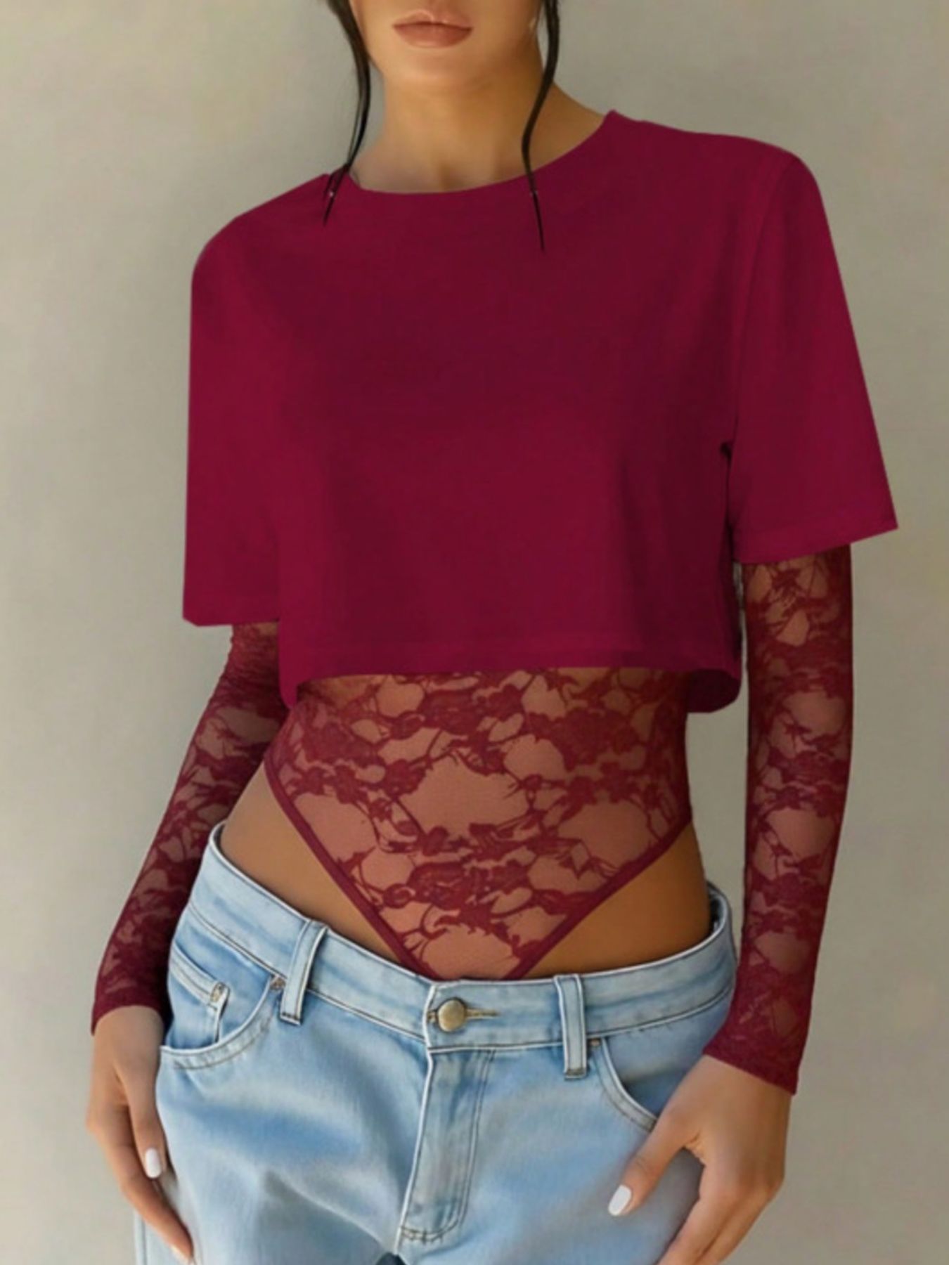 Claire Lace Patchwork Bodysuit - Be Juliet