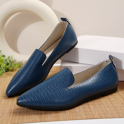 Snake Print Pointed Toe Slip-Ons - Be Juliet