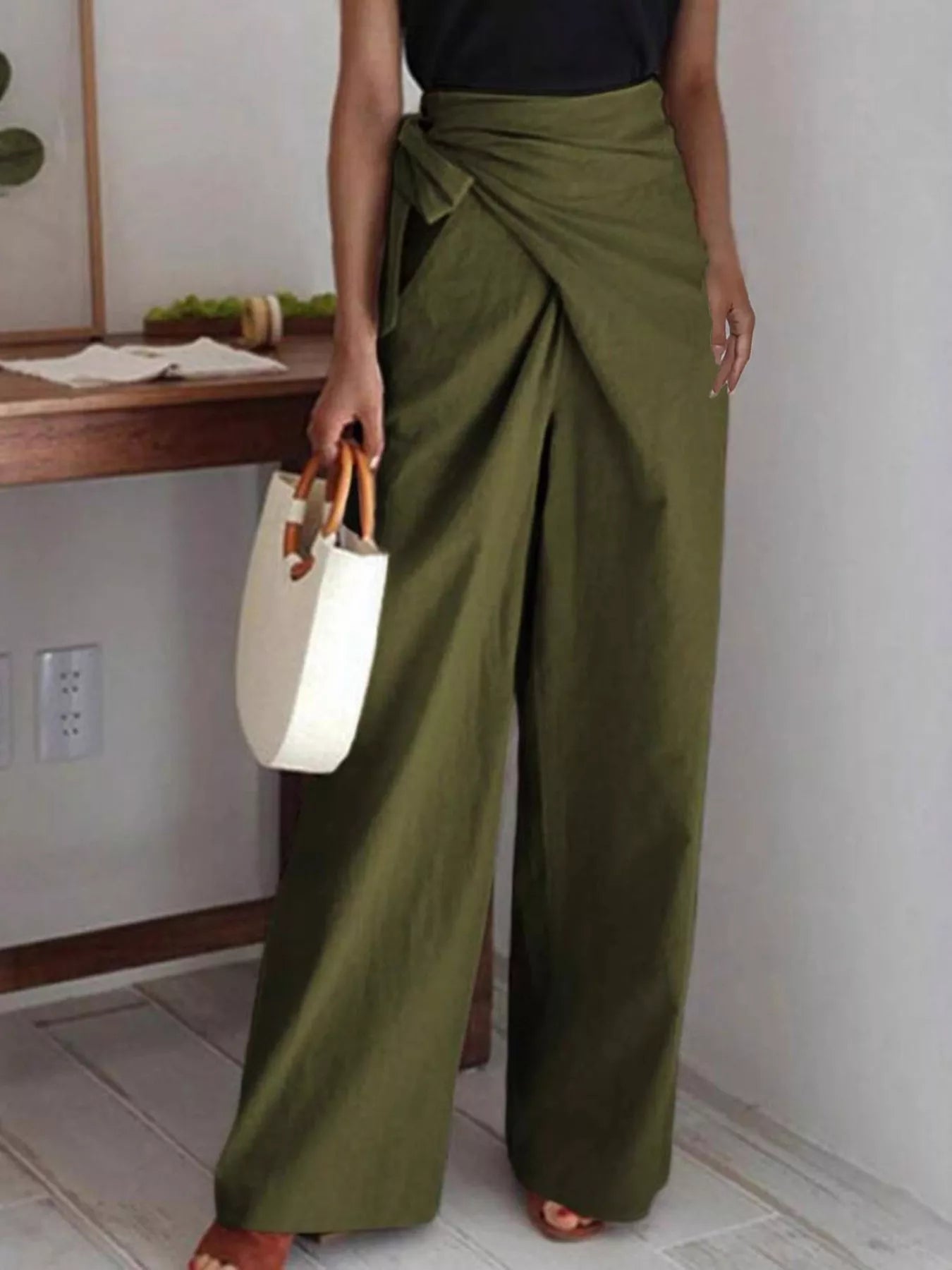 Renée Wrap-Waist Wide Leg Pants - Be Juliet