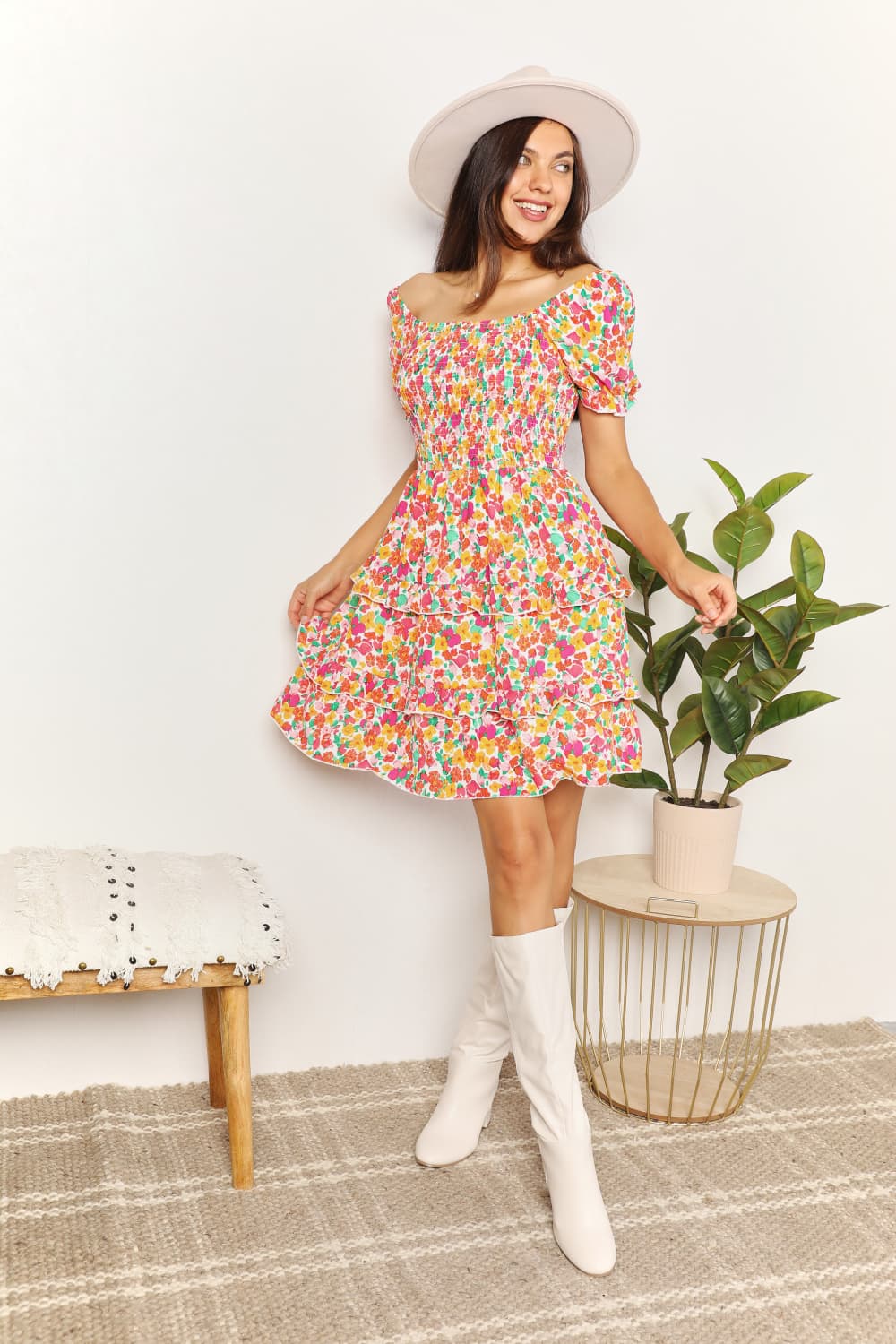 Devine Smocked Sweetheart Mini Dress - Be Juliet